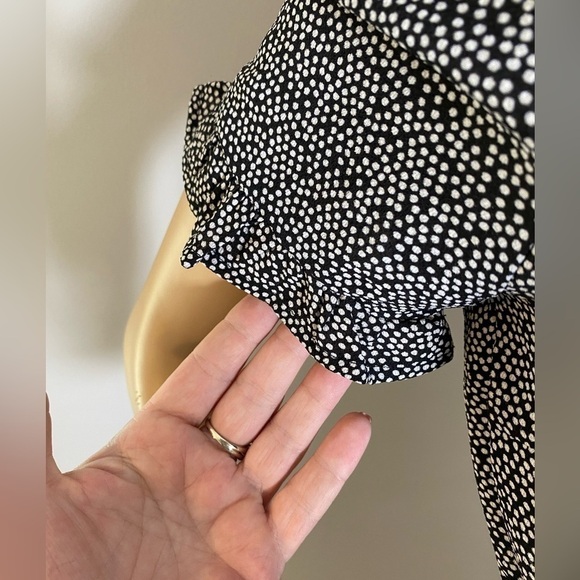 Monteau LA Below Knee Large Black White Crepe Ruffle Dress NWT - Picture 5 of 12